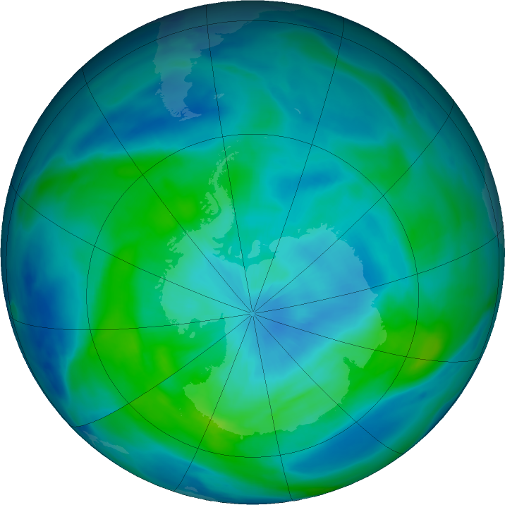 Antarctic ozone map for 17 March 2020